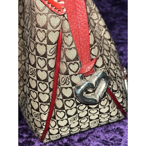Brighton Purse Matching Wallet Joanna Red Brown Heart Logo Purse Mini Handbag - Picture 3 of 15